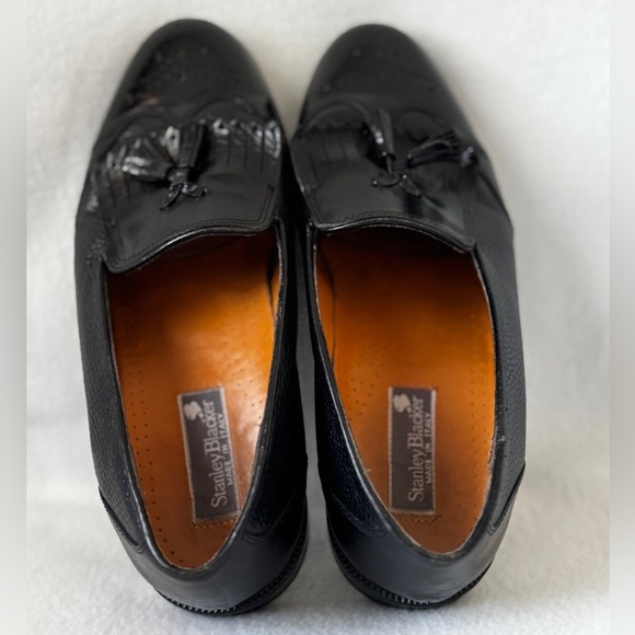 Stanley Blacker Men’s size 10 Leather Black Tasseled Loafers - Picture 12 of 16